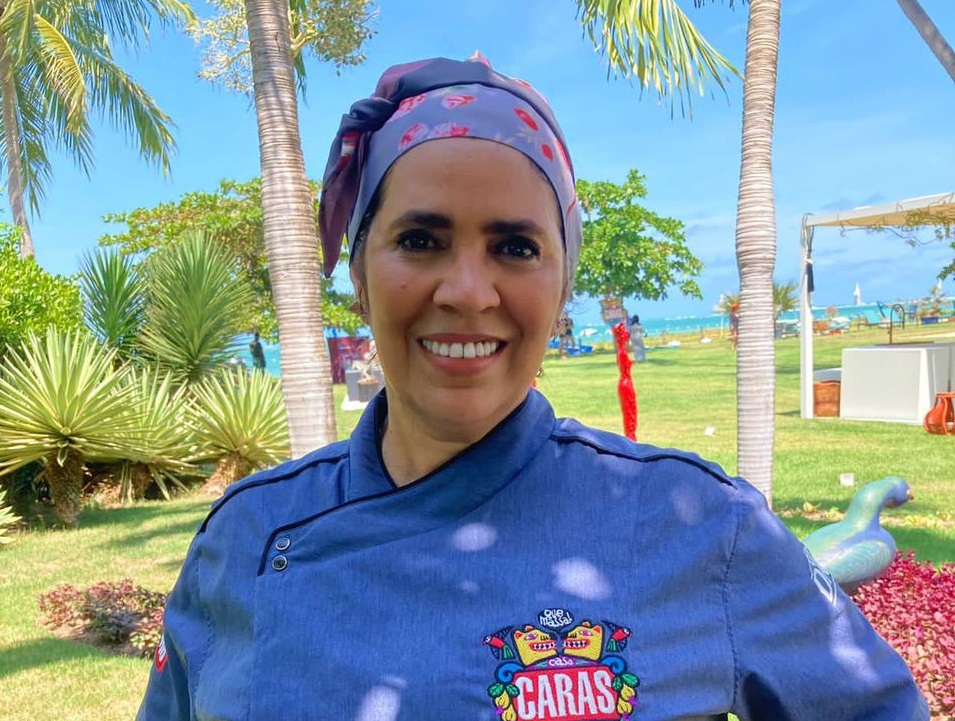 A chef Hellida Kelsch, do Oma Pâtisserie Bistrô, comanda as panelas do Peixe Rei, nesta quinta (19)