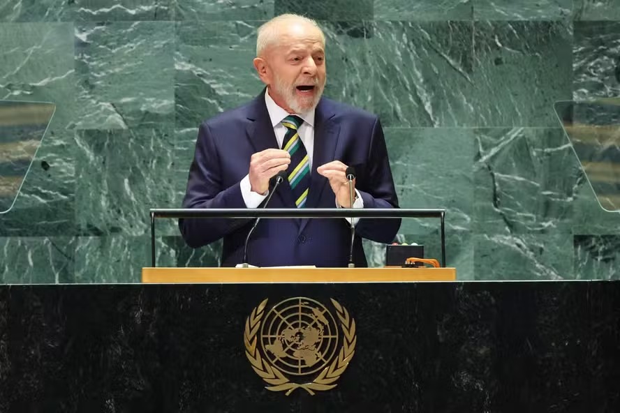 O presidente Lula discursa durante abertura da Assembleia Geral da ONU