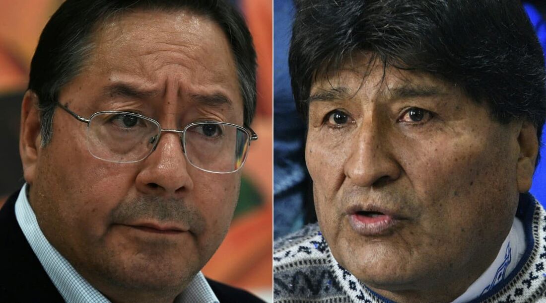 O presidente boliviano Luis Arce (E), e o ex-presidente da Bolívia Evo Morales 