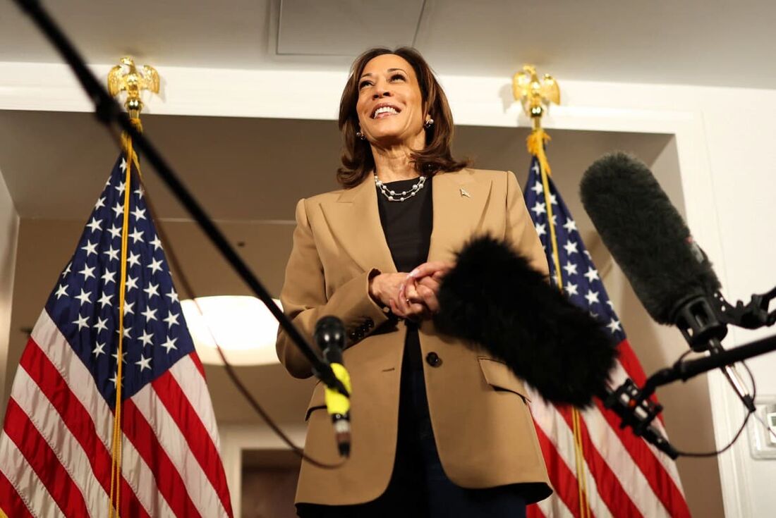 A vice-presidente dos EUA e candidata presidencial democrata Kamala Harris