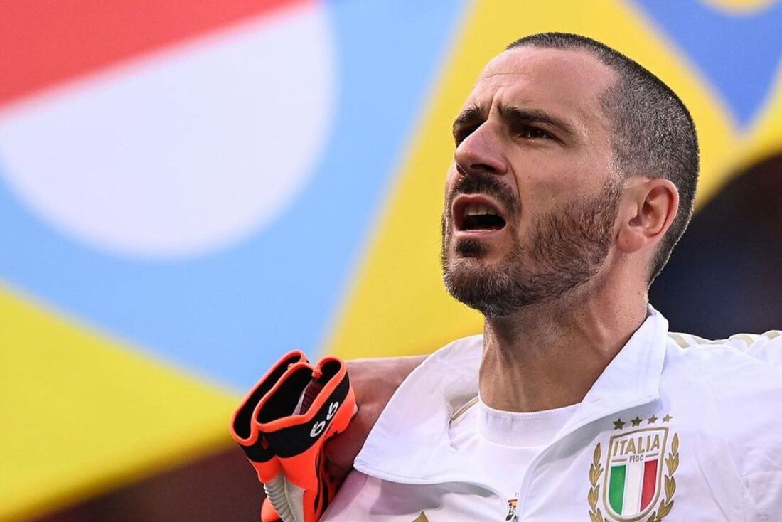 Bonucci em seus último jogo como jogador da seleção italiana