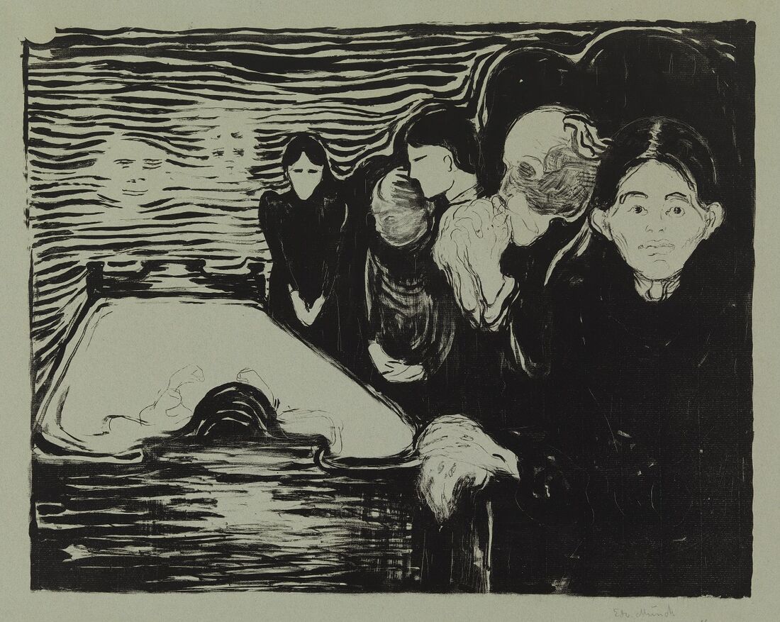 Obra "By the Deathbed" (1896), de Edvard Munch, exposta na Finnish National Gallery / Ateneum Art Museum, Sihtola collection.