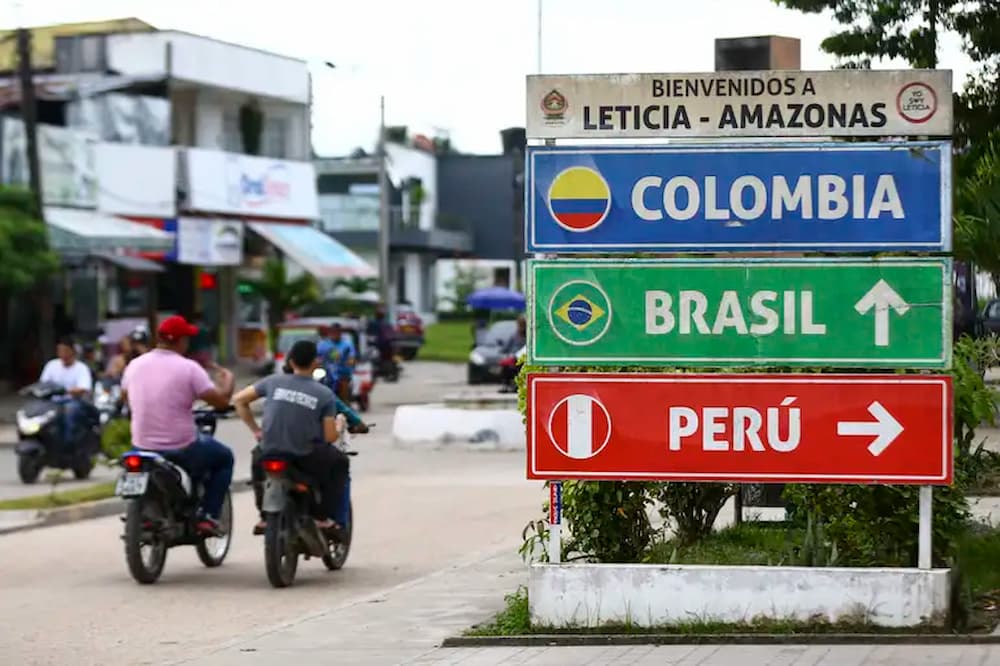 Região de fronteira entre os municípios de Tabatinga (Brasil) e Letícia (Colômbia).