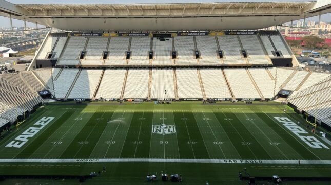 Arena Corinthinas em preparação para receber jogo da NFL em meados deste ano