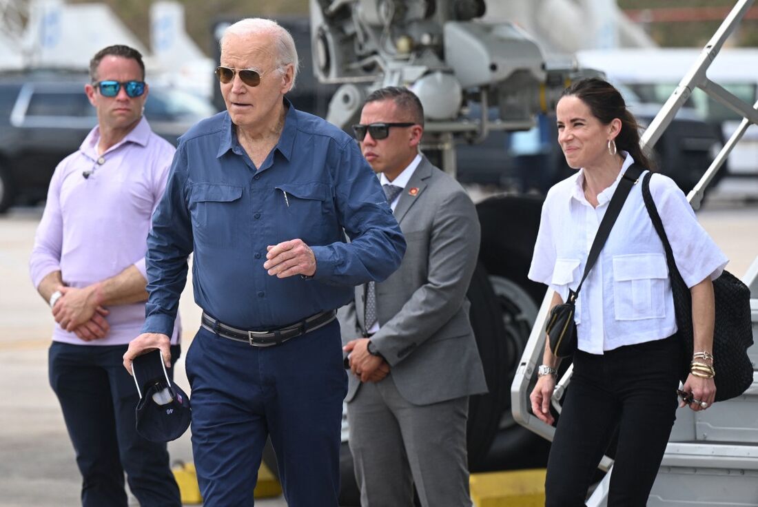 Joe Biden no aeroporto de Manaus, no Amazonas