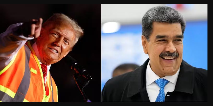 O ex-presidente dos EUA e candidato republicano à Casa Branca, Donald Trump, e o presidente venezuelano, Nicolás Maduro 