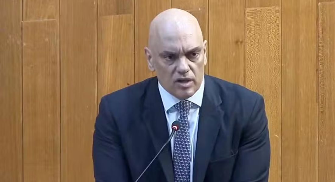 Ministro Alexandre de Moraes durante coletiva