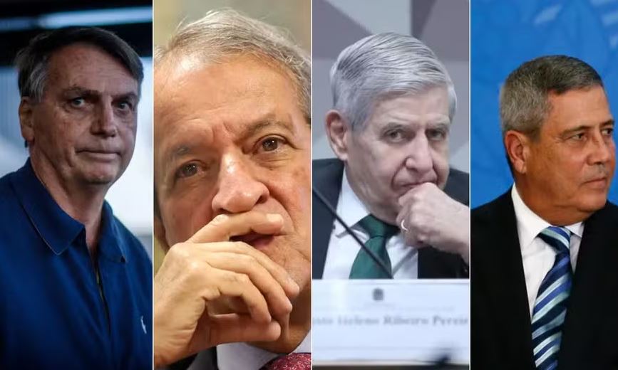 Jair Bolsonaro, Valdemar Costa Neto, Augusto Heleno e Braga Netto estão na lista de indiciados pela PF