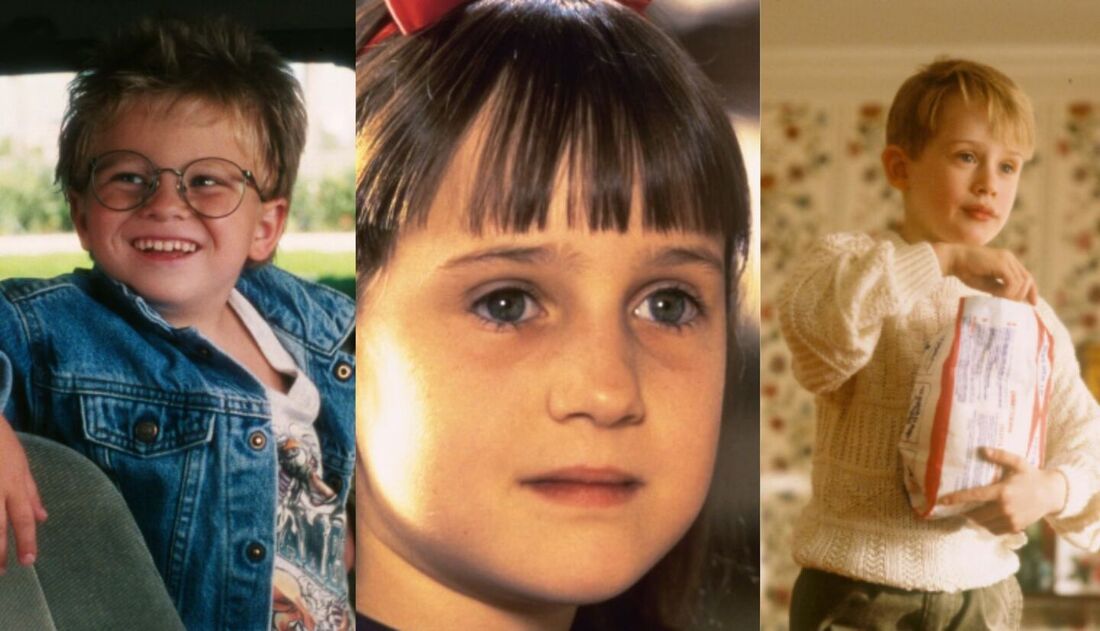 Os atores Jonathan Lipnicki (E), Mara Wilson (C) e Macaulay Culkin (D)