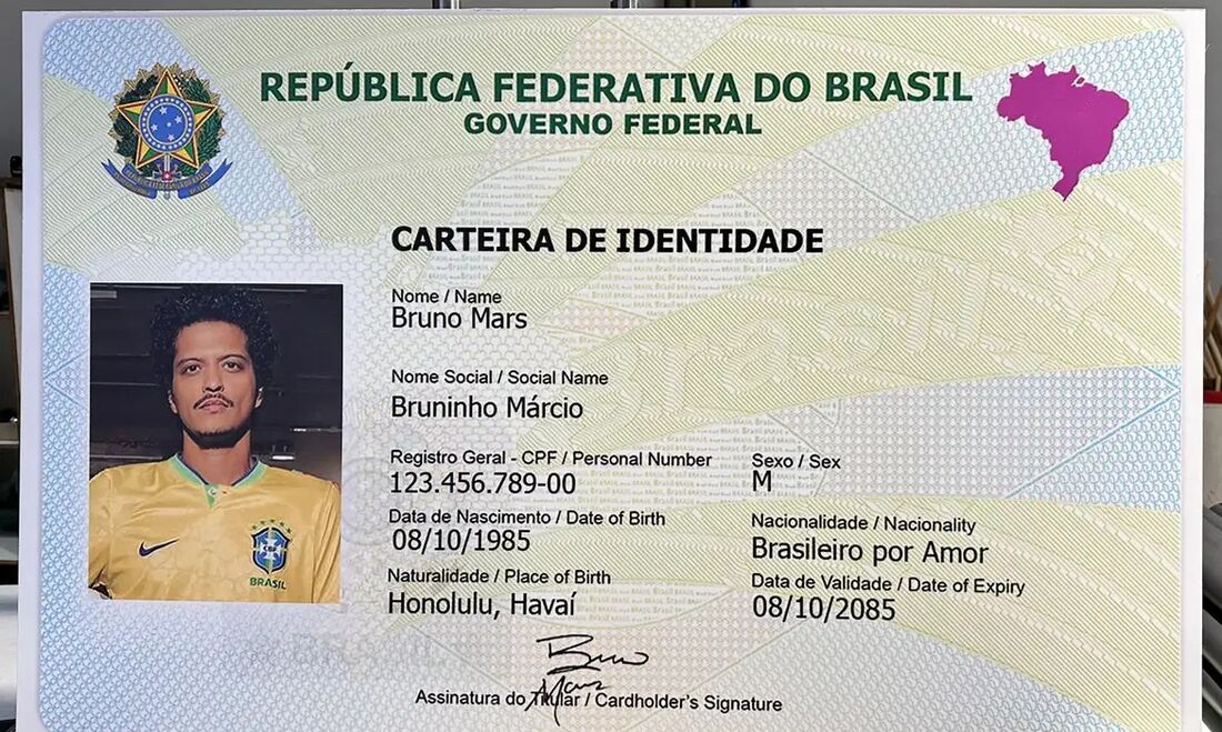 Carteira de Identidade Nacional de Bruno Mars