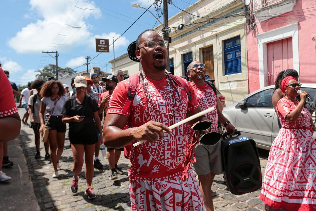 Caminhada Afroturística Olinda Negra, no Mercado da Ribeira, em Olinda