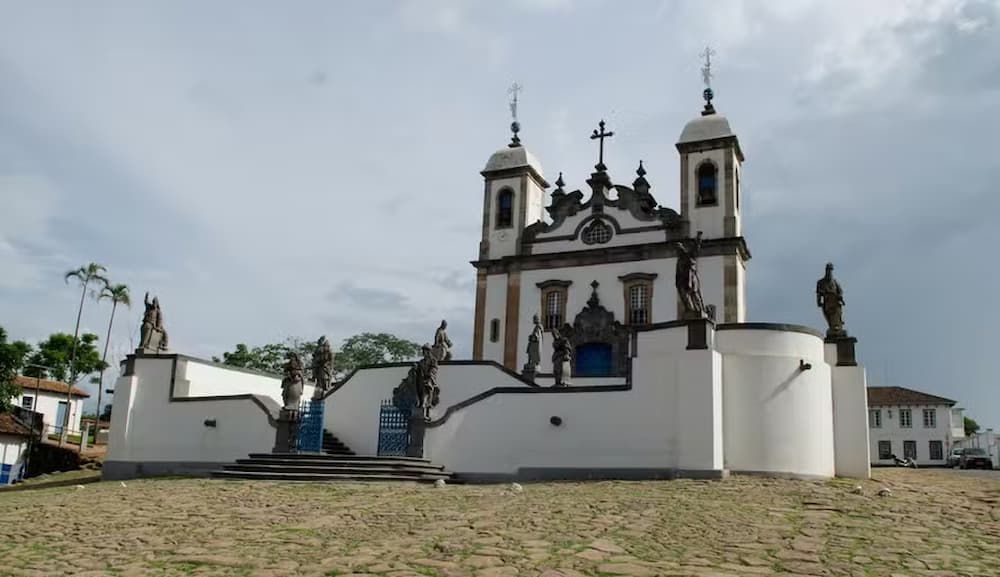 Santuário de Bom Jesus de Matosinhos, declarada patrimônio mundial pela Unesco em Congonhas (MG): cidade é conhecida por obras de Aleijadinho 