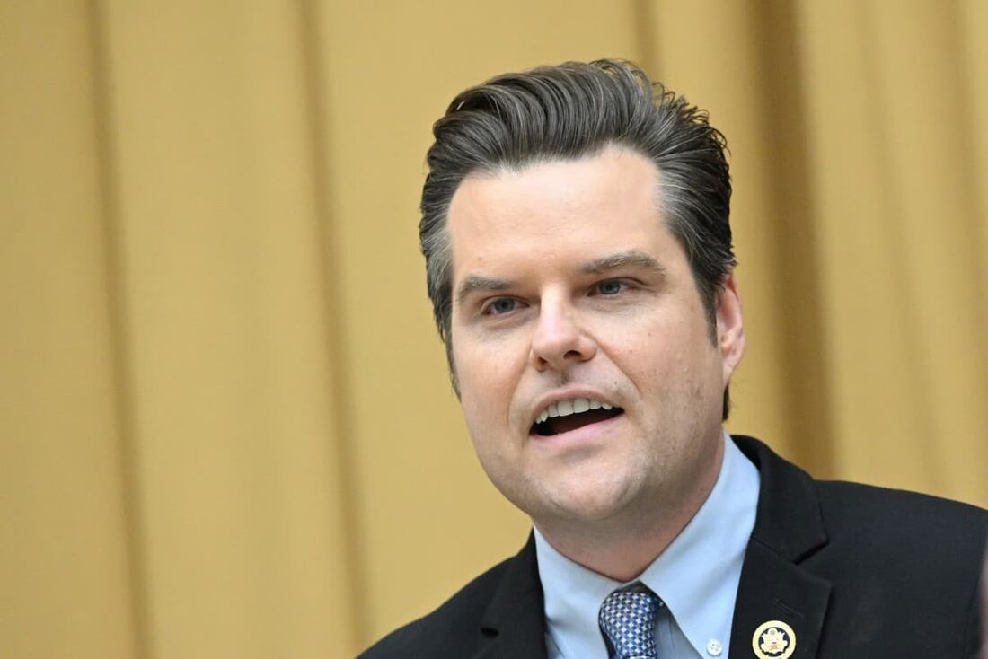 Matt Gaetz, o ex-parlamentar dos EUA que foi a primeira escolha de Donald Trump para comandar o Departamento de Justiça.