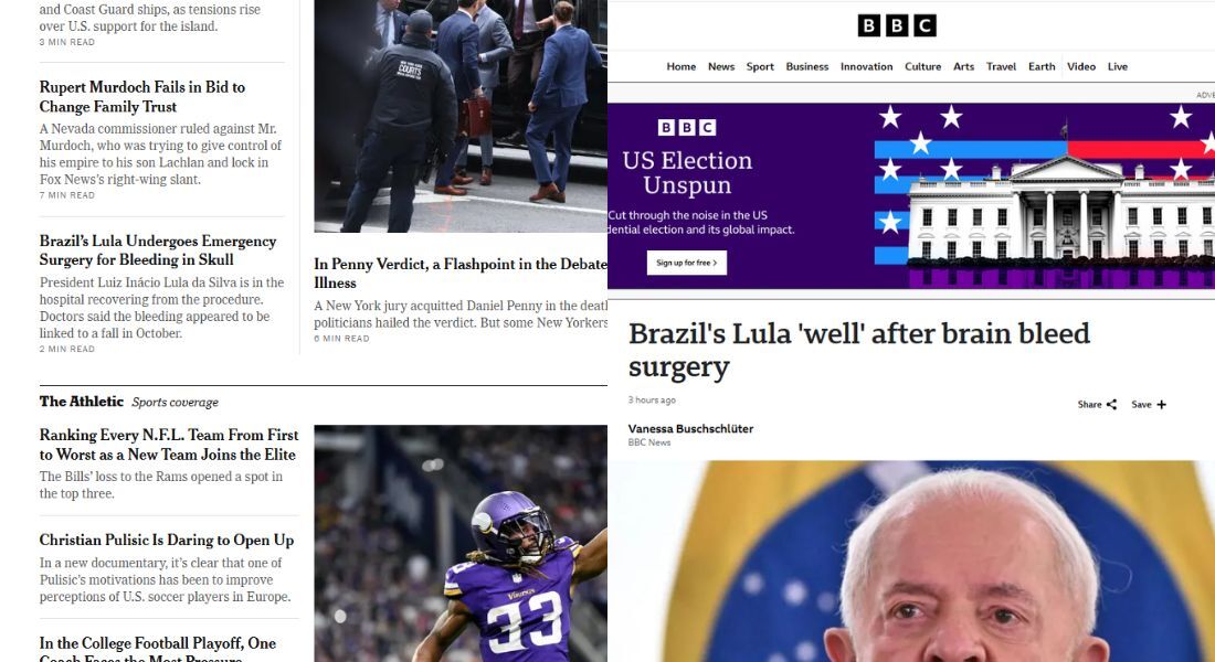 Matérias sobre Lula no New York Times e na BBC na internet