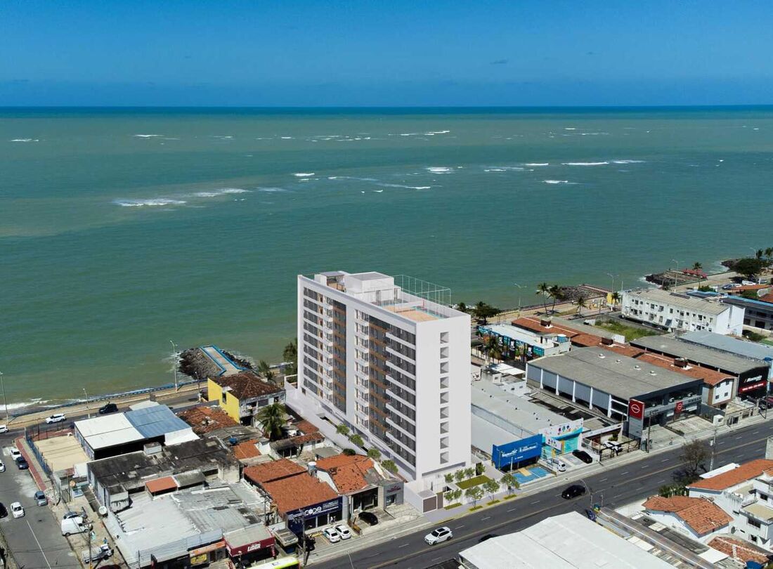 Em obras, a maquete mostra o Marcos Freire Residence, o primeiro prédio de 9 pavimentos na orla de Bairro Novo, em Olinda