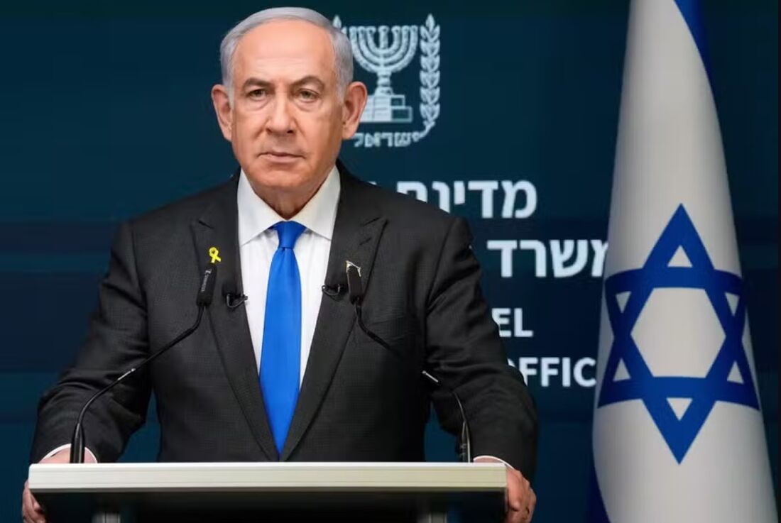 O premier de Israel, Benjamin Netanyahu, durante coletiva de imprensa em Jerusalém, em setembro 