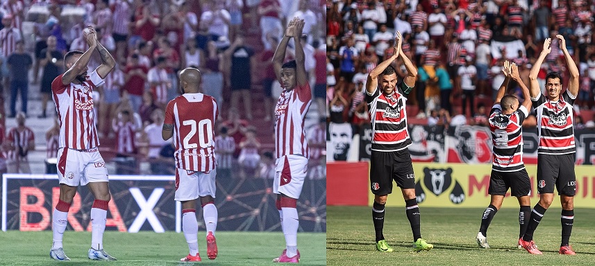 Jogadores de Náutico e Santa antes do Clássico das Emoções