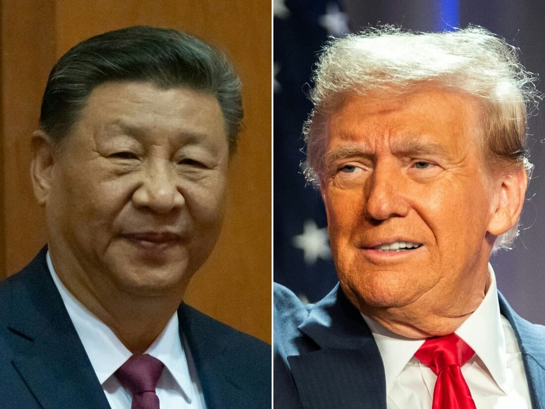 O presidente chinês Xi Jinping e o presidente eleito dos EUA, Donald Trump