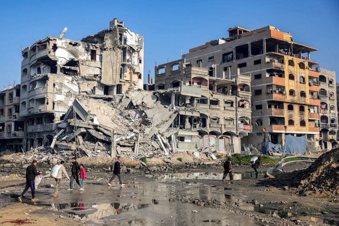 Prédios destruídos na Cidade de Gaza