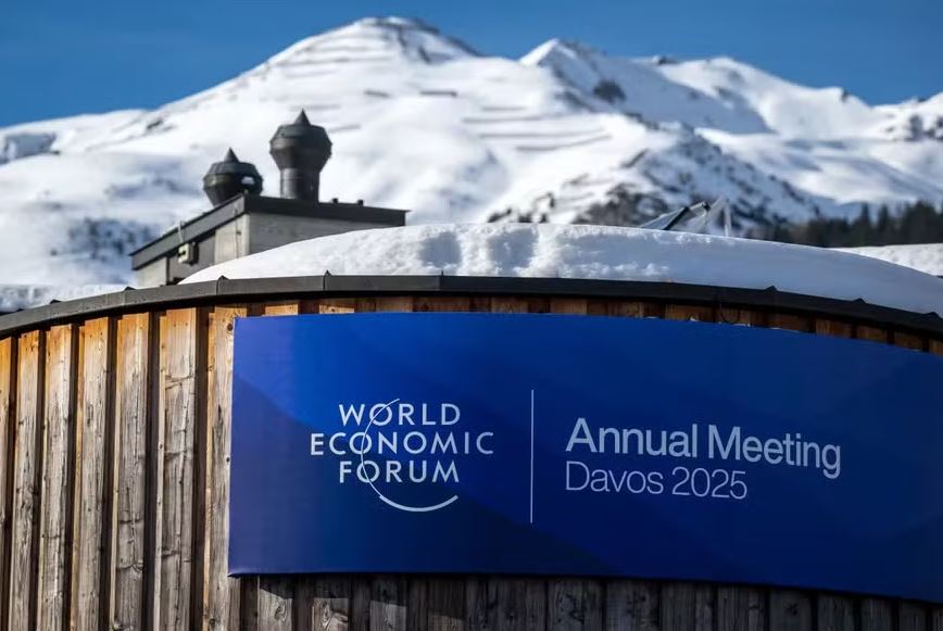 Entrada do Fórum Econômico Mundial, em Davos 