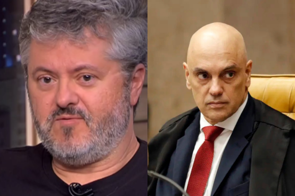 O autor Ricardo Lísias e o ministro Alexandre de Moraes