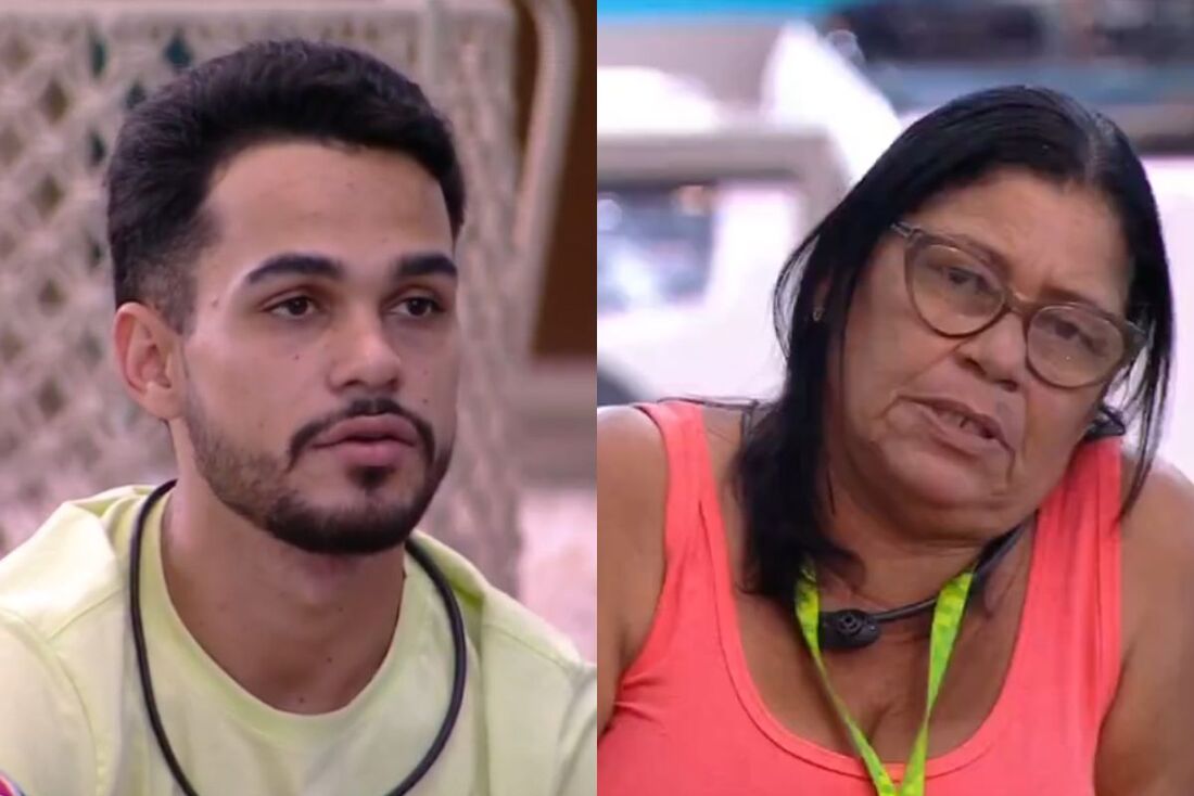  João Gabriel e Joselma durante conversa, na área externa do BBB 25