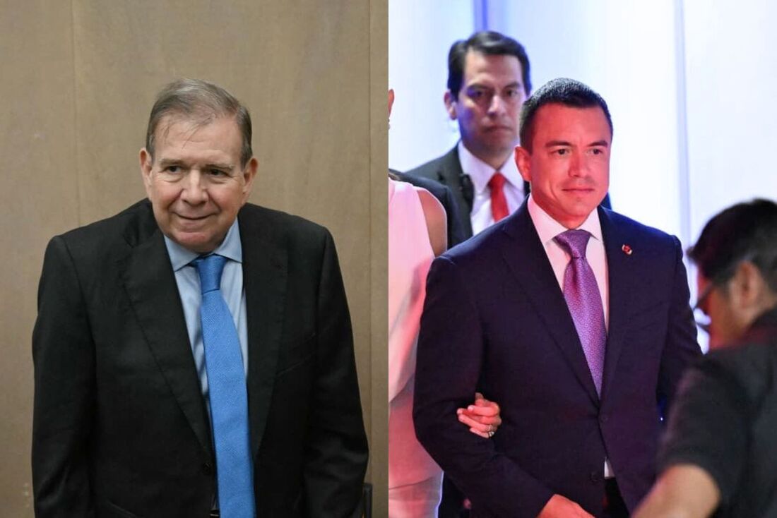 O líder da oposição venezuelana Edmundo González Urrutia e o presidente e candidato presidencial do Equador, Daniel Noboa