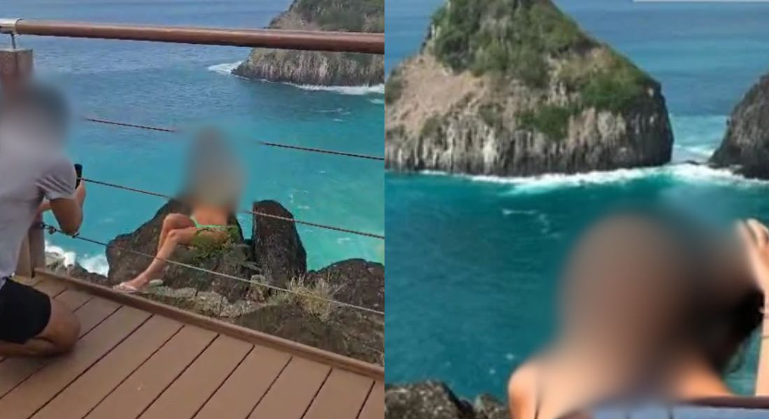 Turistas foram flagradas tirando foto em local proibido