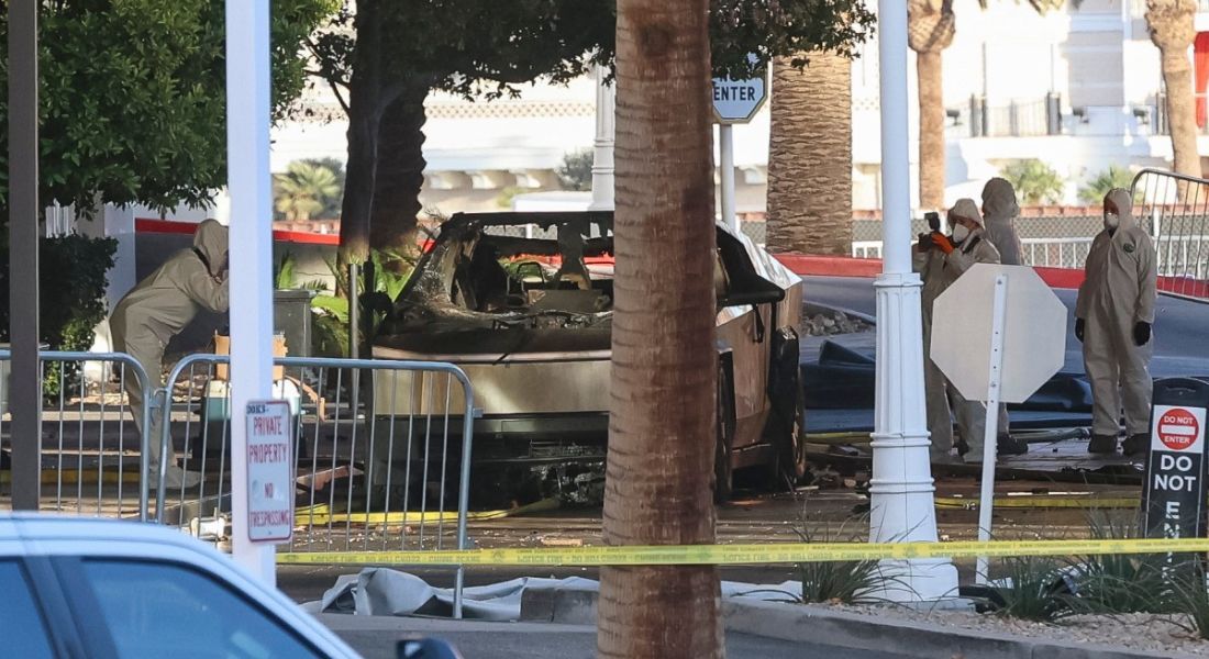 Tesla que explodiu diante de hotel em Las Vegas de Donald Trump