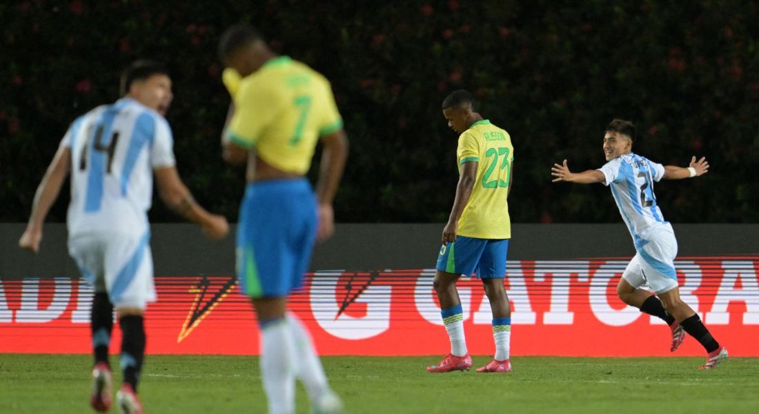 Ian Subiabre comemora gol da Argentina sobre o Brasil em jogo do Sul-Americano sub-20 