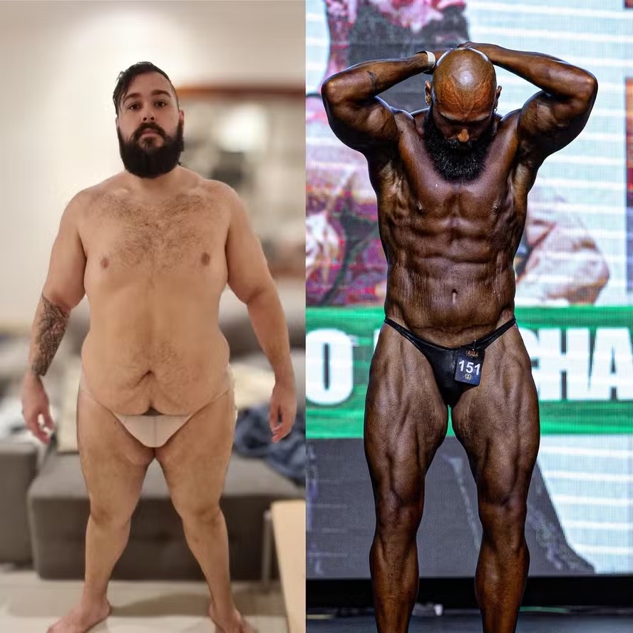 Leonardo Machado perdeu 110kg e virou fisiculturista 