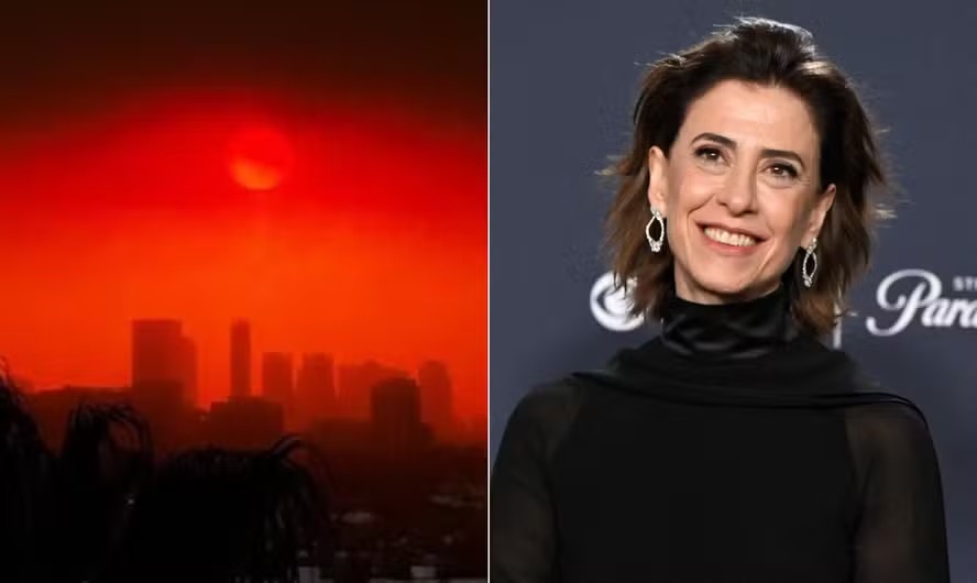 Fernanda Torres mostra imagem de Los Angeles durante incêndio 