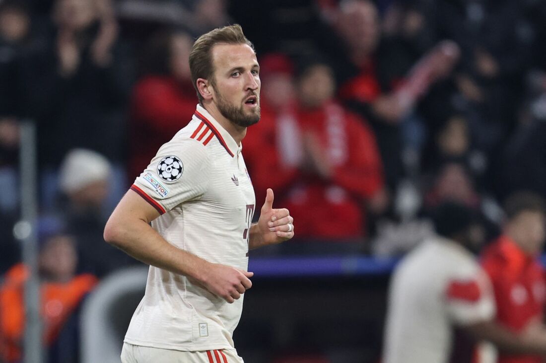 O atacante inglês #09 do Bayern de Munique, Harry Kane