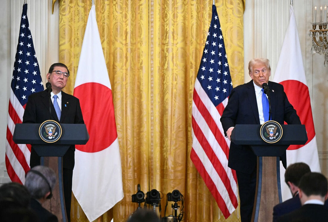 O presidente dos EUA, Donald Trump, e o primeiro-ministro japonês, Shigeru Ishiba