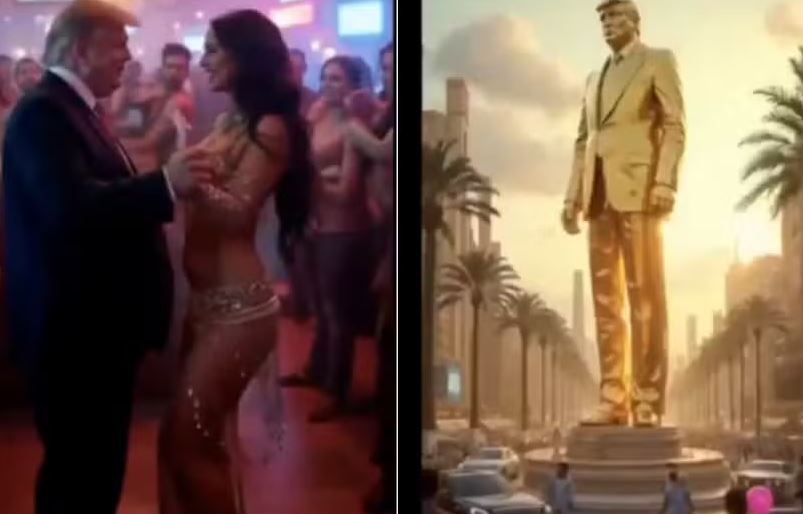 Imagens do vídeo gerado por IA em que Trump apresenta sua "versão" de Gaza 