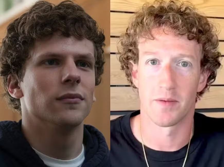 Jesse Eisenberg fez o papel do atual CEO da Meta, Mark Zuckerberg, no filme A Rede Social