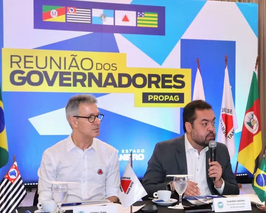 Zema e Castro em reunião, no Rio 