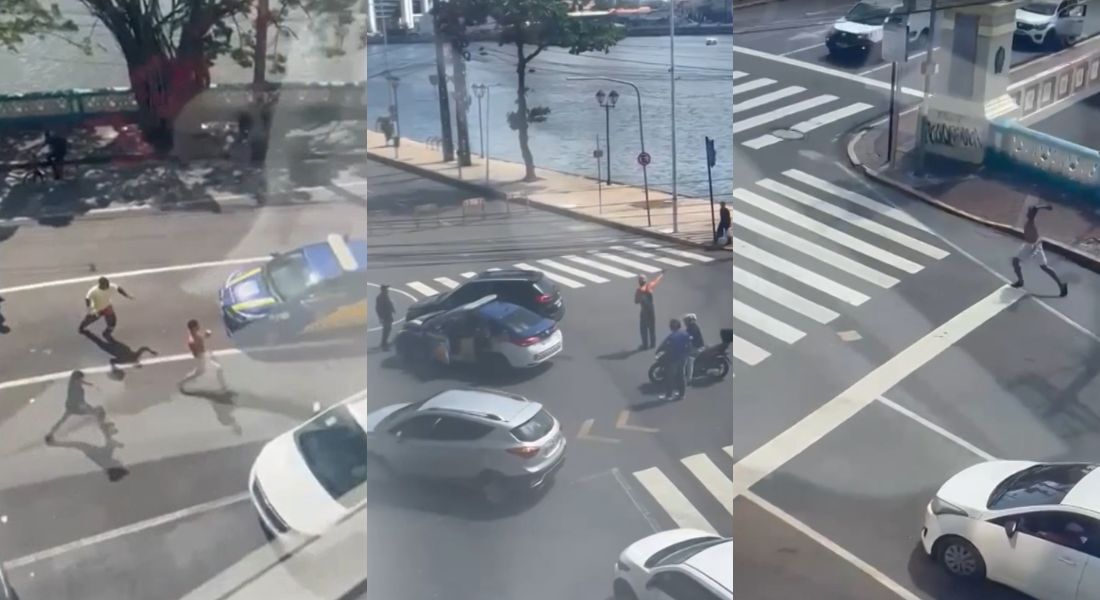 Viatura parou no local para prestar ajuda a duas pessoas vítimas de assaltado na área