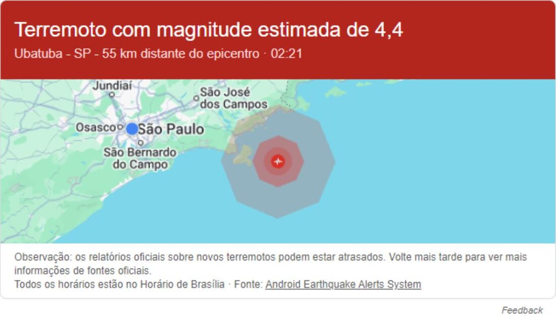Falso alerta de terremoto foi disparado no Android