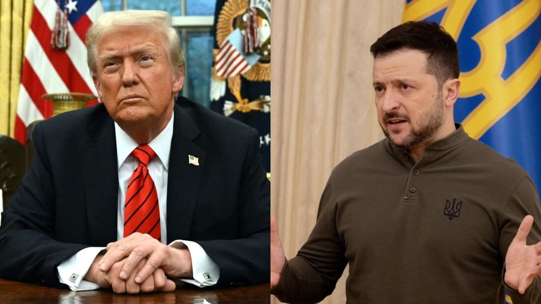 Presidente dos EUA, Donald Trump, e presidente da Ucrânia, Volodymyr Zelensky