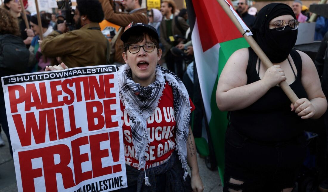 Protesto à favor da liberdade Palestina em Nova York
