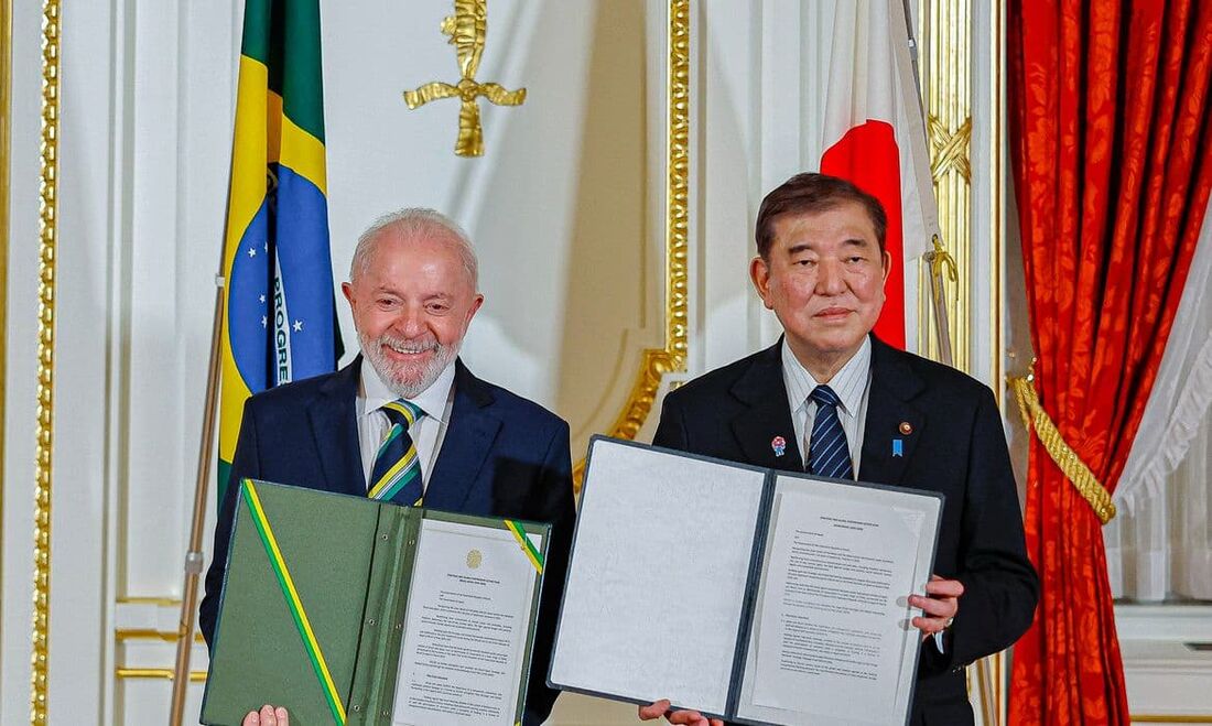 O presidente Luiz Inácio Lula da Silva e do primeiro-ministro do Japão, Shigeru Ishiba