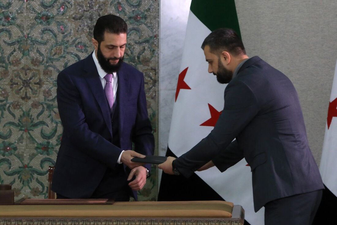O presidente interino da Síria, Ahmad al-Sharaa