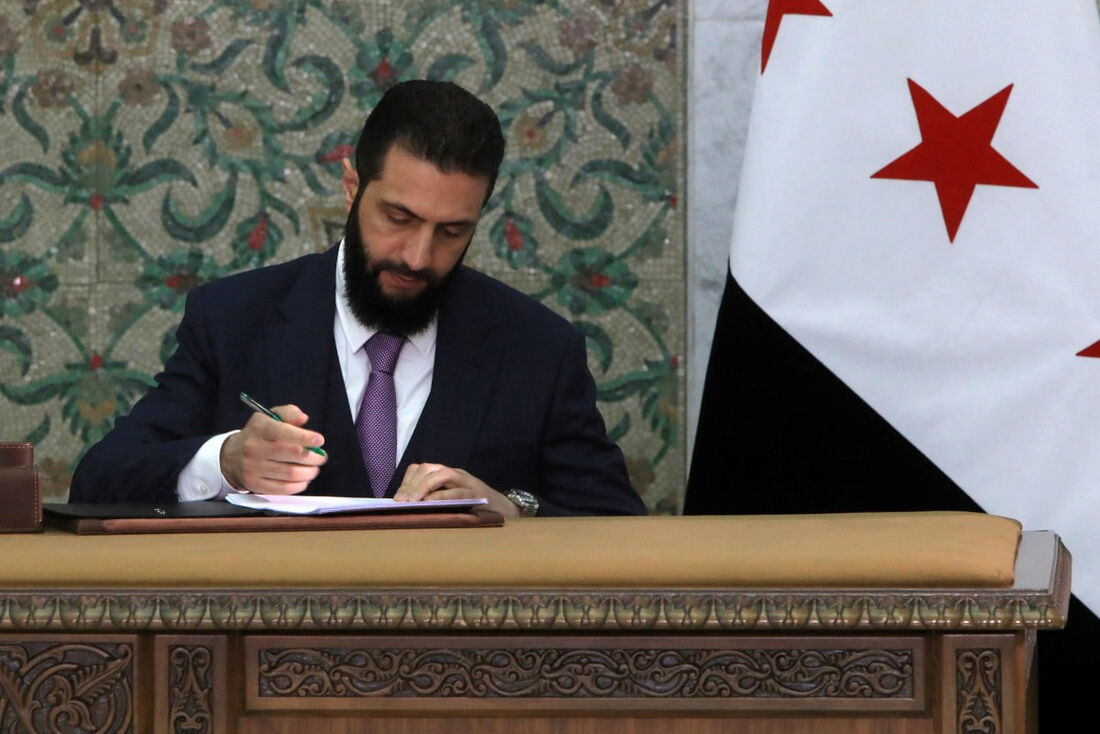 O presidente interino da Síria, Ahmad al-Sharaa