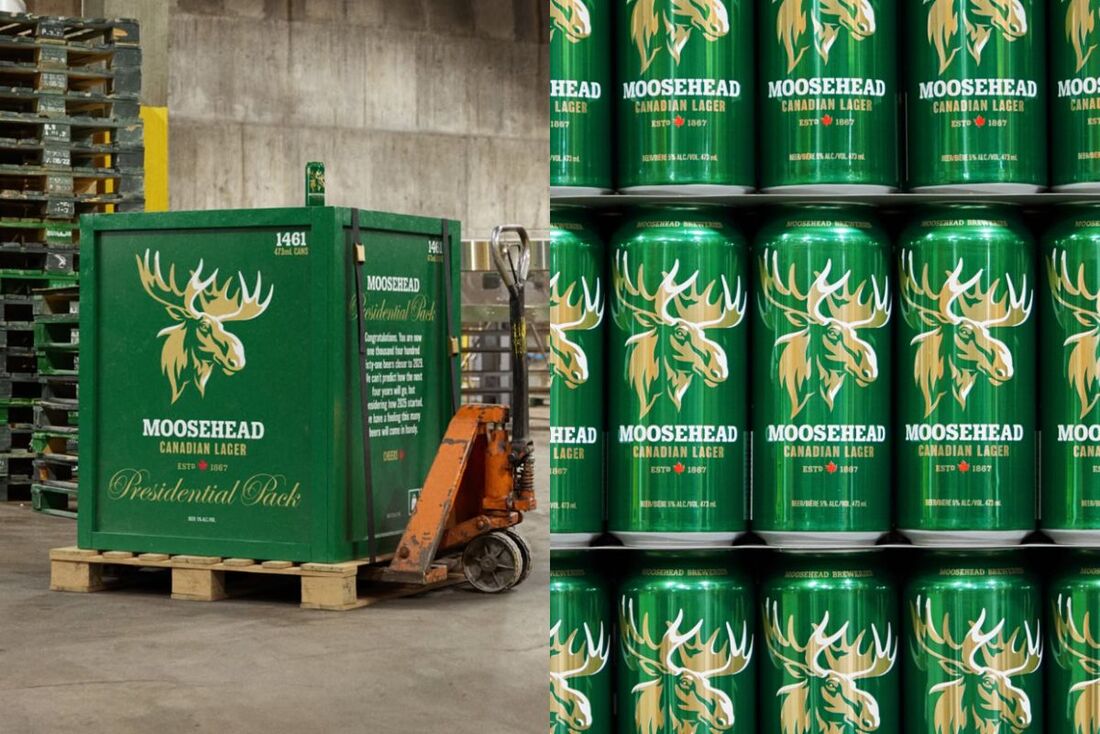 Cervejaria canadense, Moosehead Breweries, lança caixa com 1.461 latas de cerveja para canadenses 'suportarem' era Trump