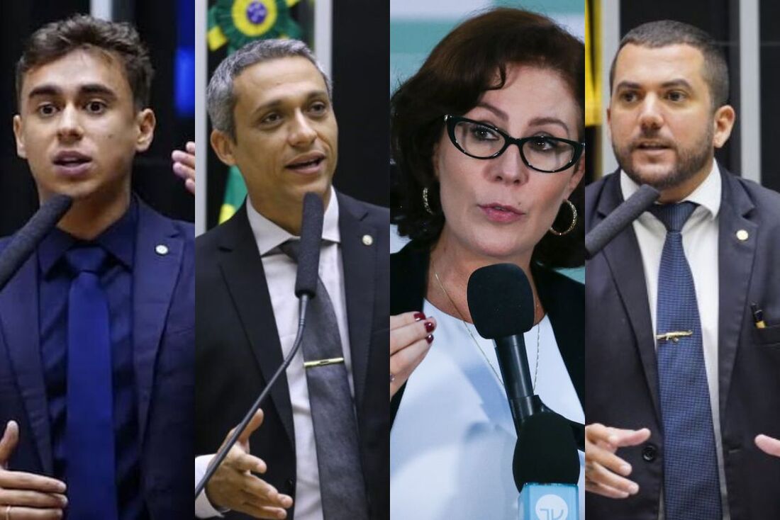 Os deputados federais Nikolas Ferreira, Gustavo Gayer, Carla Zambelli e Carlos Jordy, do PL