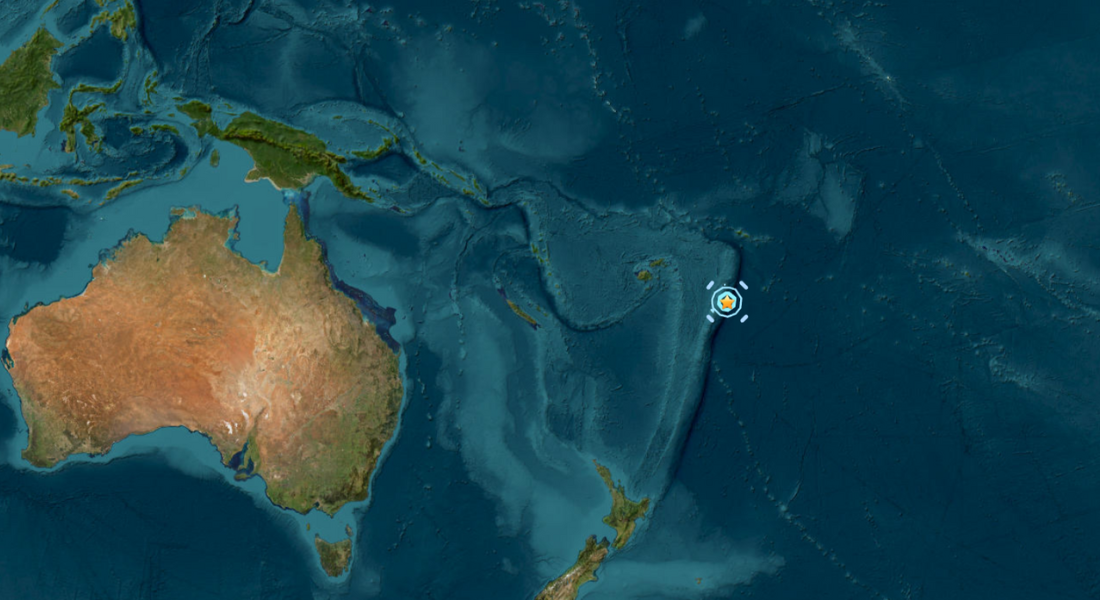 Epicentro do terremoto perto de Tonga