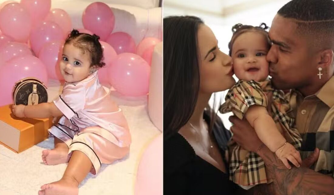 Filha de Douglas Costa ganhou bolsa de luxo em seu primeiro aniversário 