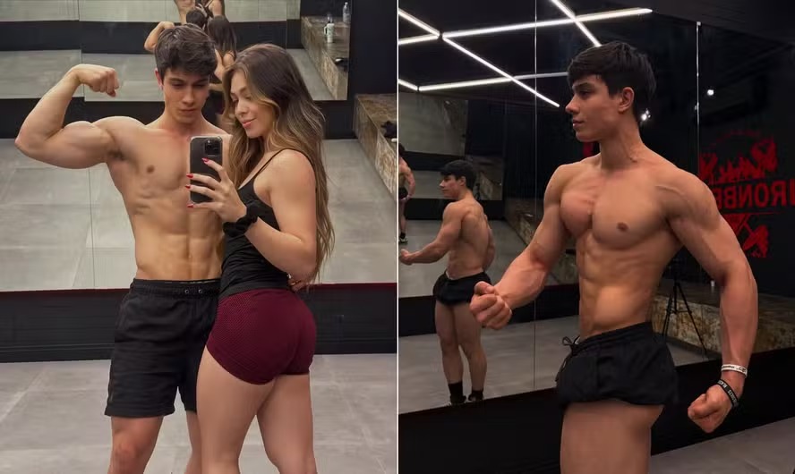 Melody e o namorado, João Pancera, que é influencer e fisiculturista 