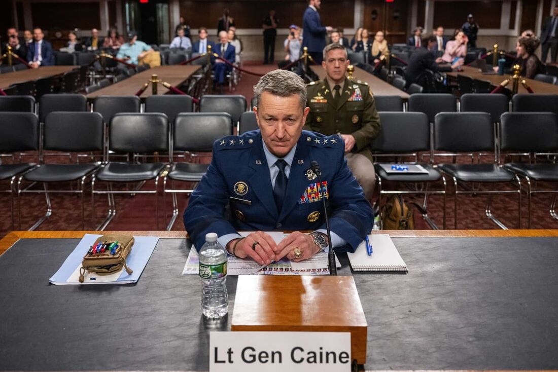 O tenente-general Dan Caine em uma audiência do Comitê de Serviços Armados do Senado sobre sua nomeação para ser o presidente do Estado-Maior Conjunto dos Estados Unidos